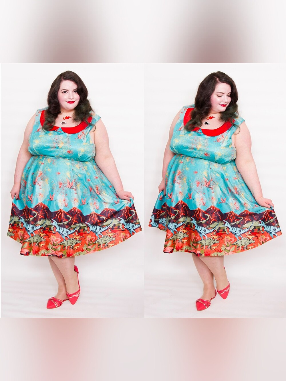 Lindy Bop Sorrell Dress In Volcano Print BNWT - Picture 2 of 9